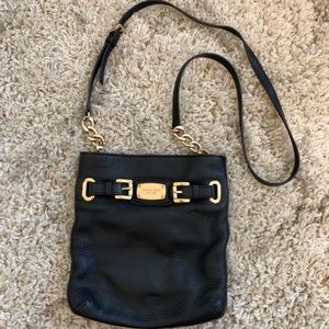 Michael Kors black leather crossbody purse